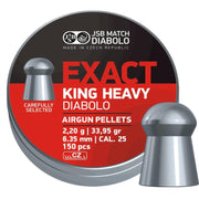 Air Rifle Ammo - Exact King Heavy - Cal 6.35mm/.25 - 2.2g - 33.95gr